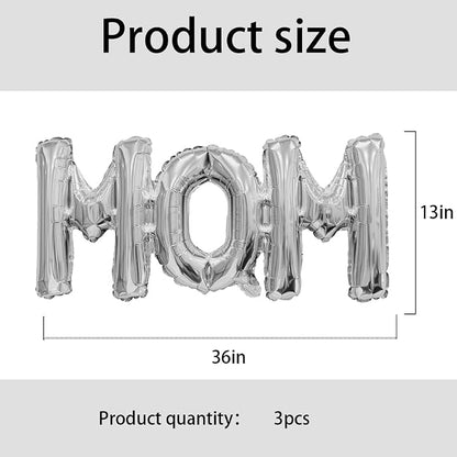 Silvery Mom Balloons Letter Balloon Mother's Day Balloons Conjoined Mom Foil - Image 2