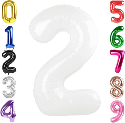 40 Inch White Number 2 Balloon Birthday Party Decorations by Hadoife