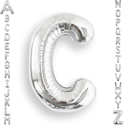 AULE 40 Inch Silver C Balloon Letter Foil A-Z Birthday Big Alphabet | Birthday by AULE