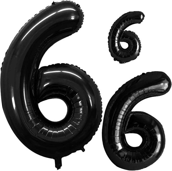 Black Foil Balloons Number 6, Huge Number Balloons by GOER