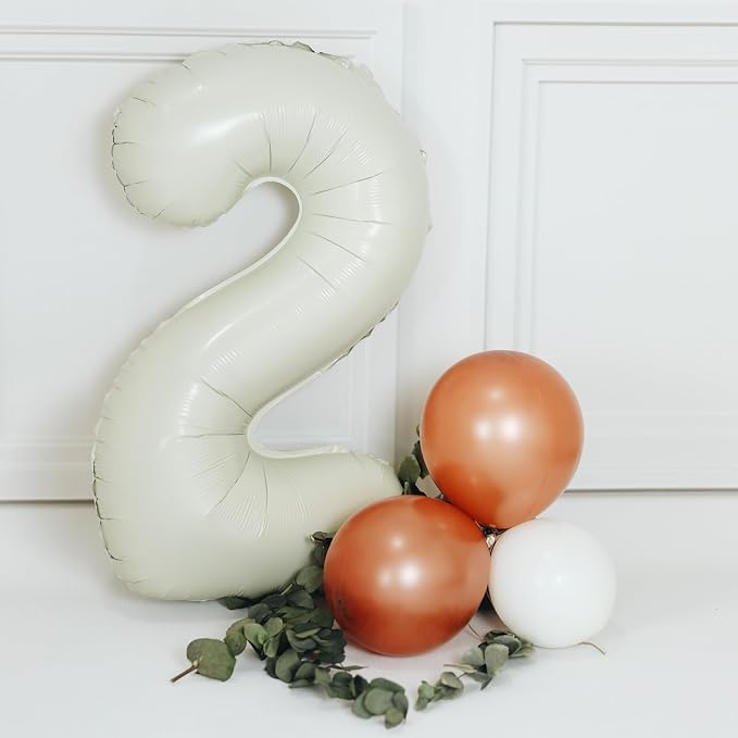 40 Inch Beige Number 0 Foil Balloon - Image 5