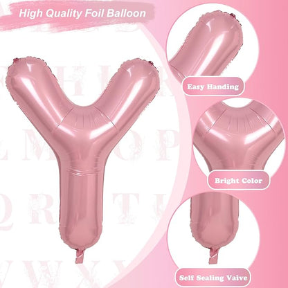 Giant Letter Y Foil Balloon Baby Pink, Pastel Pink Inflatable Word Balloon Y - Image 9