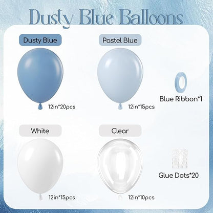 60pcs Dusty Blue Balloons 12inch - Image 2