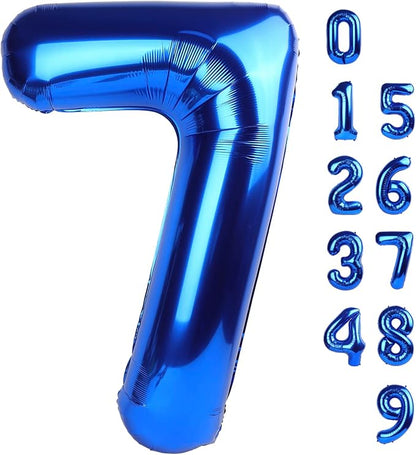 Number Balloons Navy Blue Number 7 by Mluchee