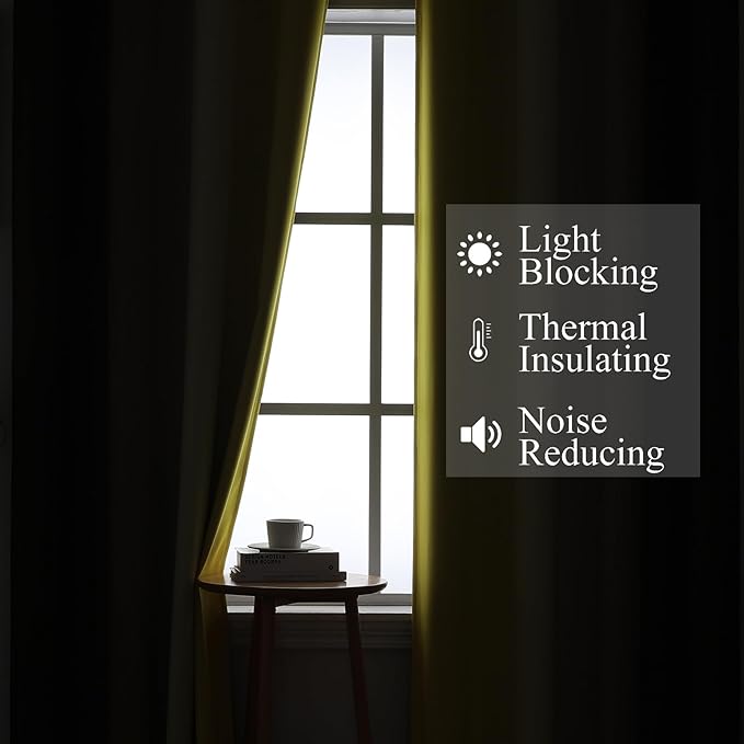 Yellow and Brown Blackout Curtains, Full Light Blocking Gradient Grommet Drapes - Image 3