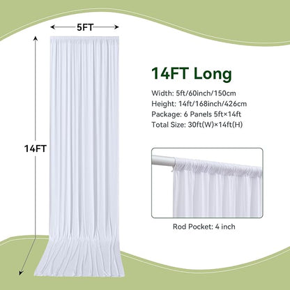 30×14 ft White Wrinkle Free Backdrop Curtain, Soft Silky Polyester Wedding - Image 5