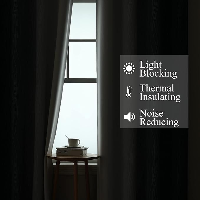 Navy Blue and Greyish White Blackout Curtains 54 Inch Length, Light Blocking - Image 3