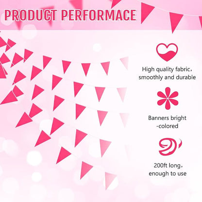 Tatuo 200 Feet Solid Pennant Banners Flags String Triangle Hanging DIY Bunting - Image 3