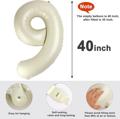9 Balloon Number 40 Inch Cream Balloons - Image 5
