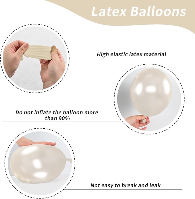Pearl White Balloons, Pearl Sand White Double-Stuffed Ivory Latex Balloon - Image 3