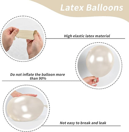 Pearl White Balloons, Pearl Sand White Double-Stuffed Ivory Latex Balloon - Image 3
