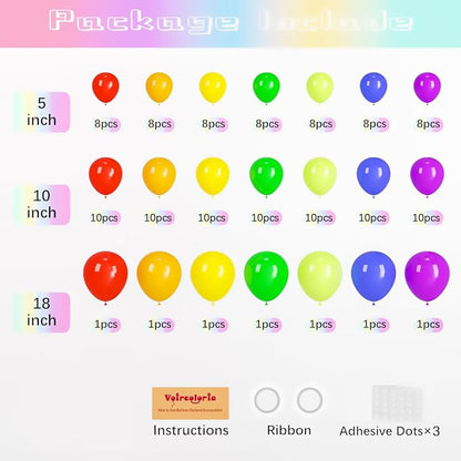 Voircoloria 134pcs Rainbow Balloons Garland Arch Kit, 18 12 10 5 Inch | - Image 2