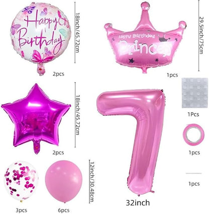 32 inch Pink Number 7 Balloons，7th Large Foil Balloons Pink Decorations - Image 2