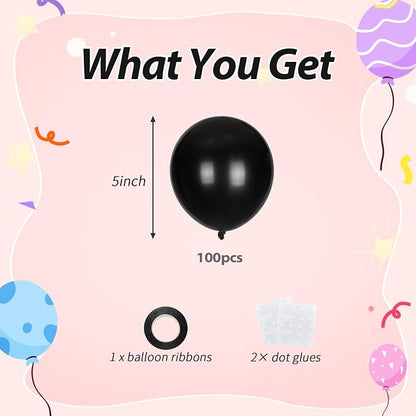 100pcs 5inch Small Black Balloons | 5” Mini Black Party Balloons Kit - Image 2