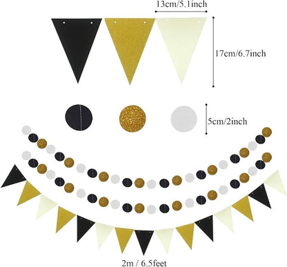 Party Decoration, Pom Poms Flowers, Garlands String Polka Dot and Triangle - Image 5