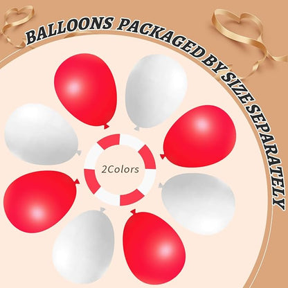 412Pcs Red and White Balloon Garland Arch kit, 18 12 10 5 Inch Different Size - Image 4