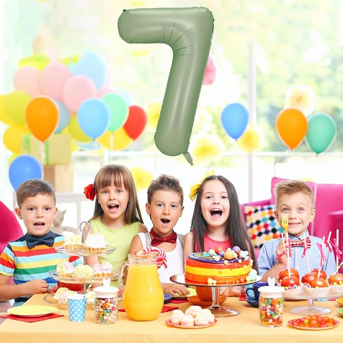 Number 7 Balloon, 40-Inch Sage Green Number Balloon | 40-inch foil balloon - Image 4