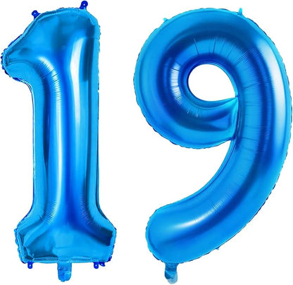 Number 19 Balloons for 19th Birthday Party Decorations, 0-100 Large No.19 by Joycard