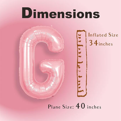 SUWEN 40 Inch Pink Large G Letter Balloons Big Foil Helium A-Z | Jumbo Mylar - Image 2