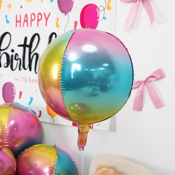12Pcs Gradient Color Round Foil Balloons, Metallic Colorful Foil Balloon - Image 6