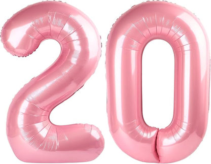 20 Balloon Number 40 Inch Pastel Pink Balloons by Mluchee