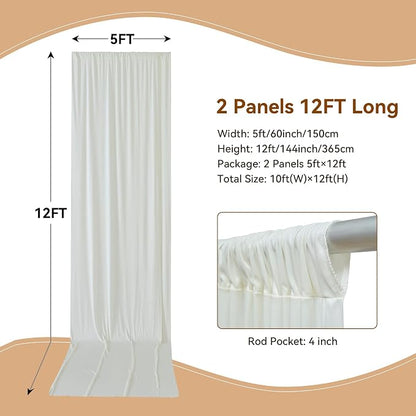 10ft×12ft Wrinkle Free Ivory Backdrop Curtain - Image 4