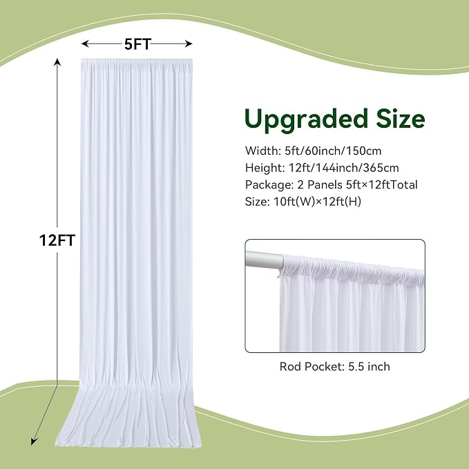 10ft×12ft Wrinkle Free White Backdrop Curtain - Image 5