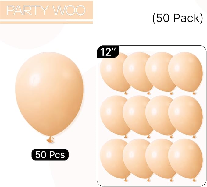 PartyWoo Nude Balloons 50pcs Apricot Boho Fall Neutral Color | 12 Inch Balloons - Image 7