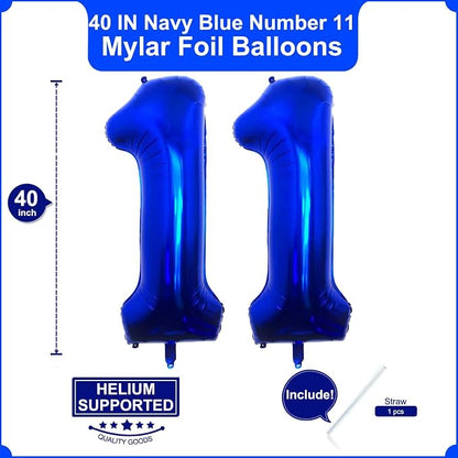 40 Inch Navy Blue 11 Balloons Giant Number 11 Balloons Navy Blue 11 Birthday - Image 2