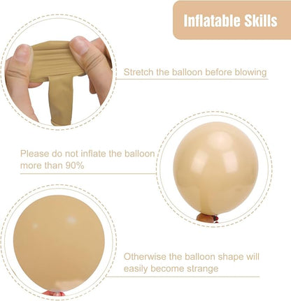 RUBFAC Brown Balloons Different Sizes Light Brown Balloon 154pcs | Boho Vanilla - Image 3