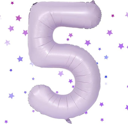 40 Inch Purple Number Balloons Light Purple 5 Balloon Matte Purple Birthday by Yeodong