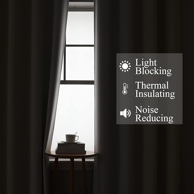 Beige and Greyish White Blackout Curtains 102 Inches Long - Image 3