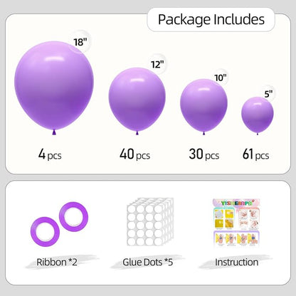 Light Purple Balloons Different Sizes 135pcs 18 12 10 5 Inch Lavender Purple - Image 2