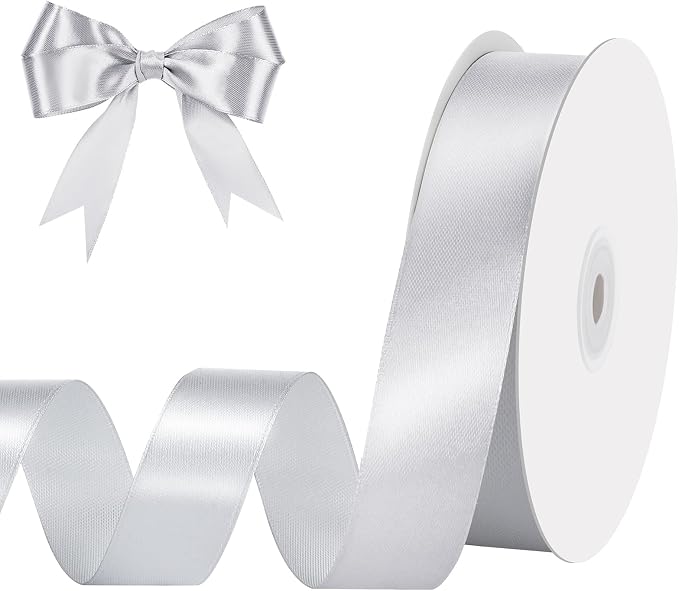 woric Silver Satin Ribbon 1 Inch 50 Yards by woric