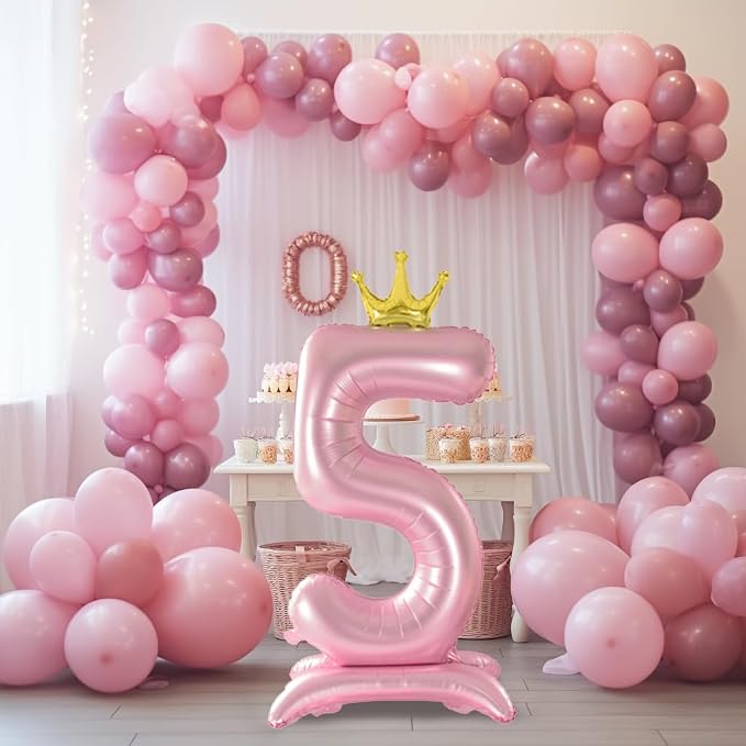 42 Inch Crown Pink Number Balloon, Number 6 Balloon - Image 2