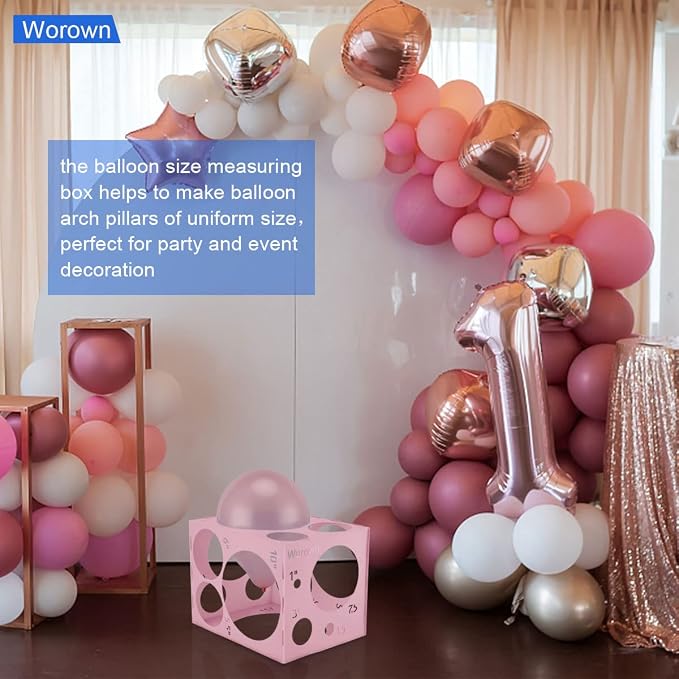 Worown 18 Holes Large Collapsible Pink Plastic Balloon Sizer Box, 1-12 Inch - Image 6
