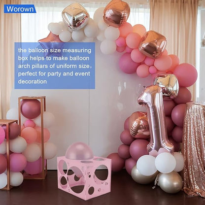 Worown 18 Holes Large Collapsible Pink Plastic Balloon Sizer Box, 1-12 Inch - Image 6