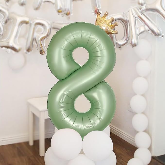 40 Inch Green Number Balloon 7 Olive Green Foil Balloon Sage Green 7 Balloons - Image 5