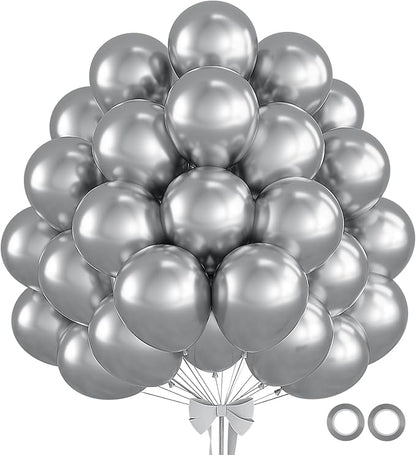 Sliver Balloons 110pcs 12 Inch Metallic Sliver Balloon by BAIBAOXIANG