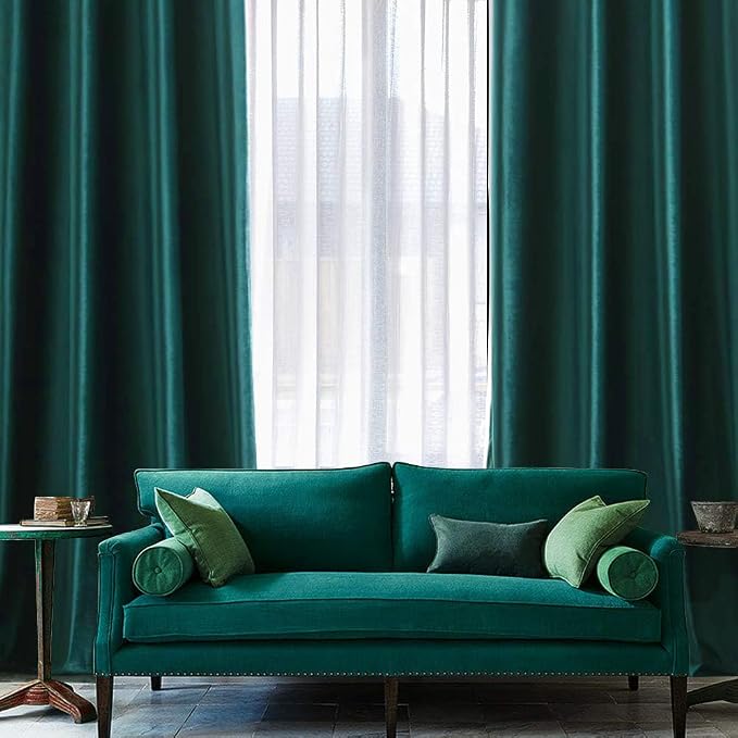 MIULEE Velvet Curtains Christmas Dark Green 52 x 72 Inch Length Set of 2 | - Image 6