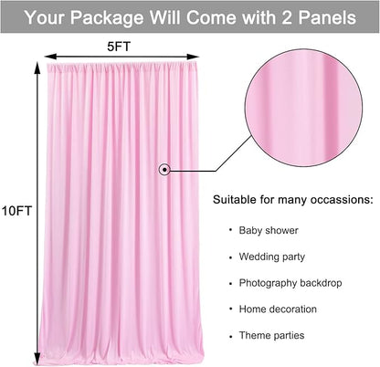 10ft x 10ft Wrinkle Free Pink Backdrop Curtains - Image 6