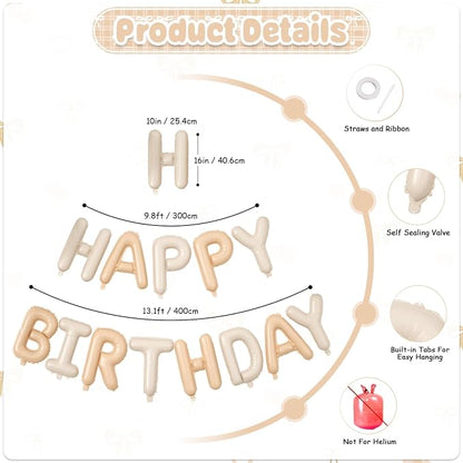 29PC Heart Bow Cream Happy Birthday Balloon Banner, 16Inch 3D Aluminum Letter - Image 8