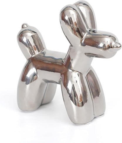 Notakia Large Silver Cute Ceramics Balloon Dog Statue Crafts Living Room by Notakia