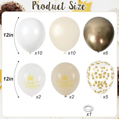 White and Gold Birthday Balloons - Image 2