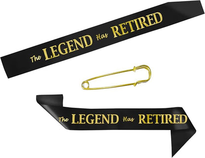 The Legend Has Retired Sash – Elegant Black and Gold Foil Legendary Sash - Image 5