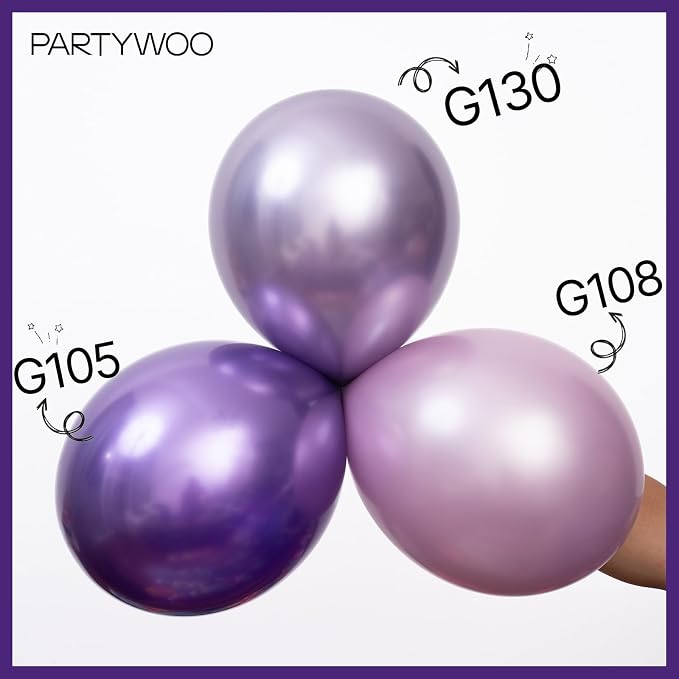 PartyWoo Metallic Purple Balloons 100pcs Chrome Purple Color | 18 12 10 5 Inch - Image 4
