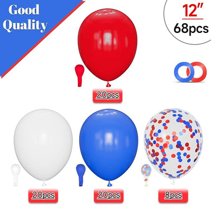 Red White Blue Latex Balloons 68 Pack, 12 Inch Patriotic Balloons - Image 2