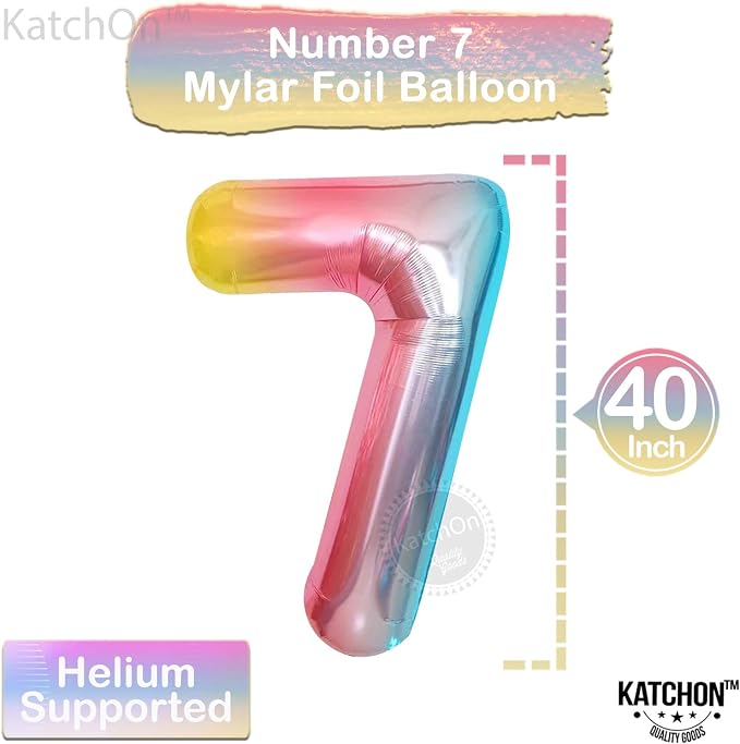 KatchOn Rainbow Number 7 Balloon 40 Inch | 7th Birthday Balloon - Image 4