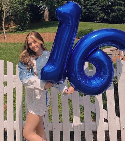 16 Balloon Numbers 40Inch for 16th Year Old Birthday Decorations, Dark Blue | - Image 3
