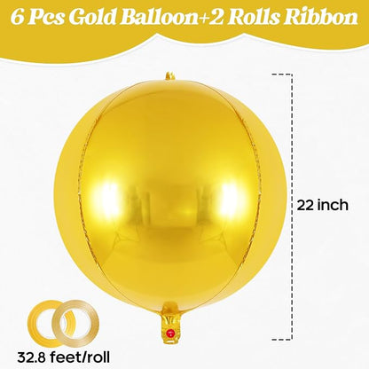 Metallic Gold Balloons, 22 Inch Large Sphere Round Balloons - Image 2